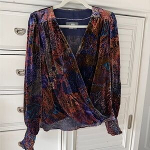 Anthropologie Multicolor Floral Wrap Blouse